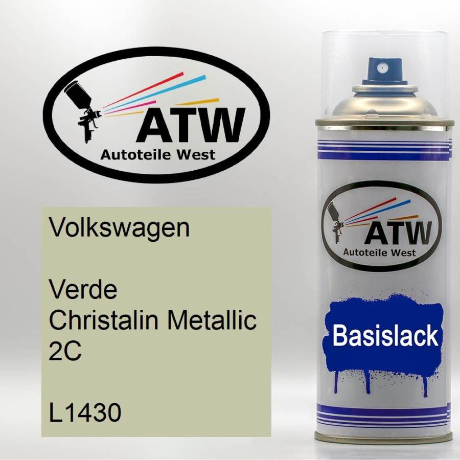 Volkswagen, Verde Christalin Metallic 2C, L1430: 400ml Sprühdose, von ATW Autoteile West.